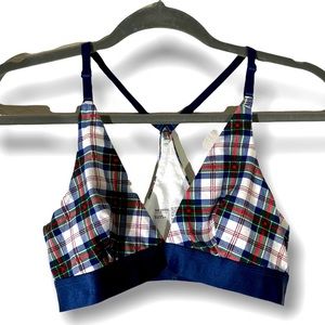 Free Press Bra Size Junior Small Blue Plaid Racerback Intimates